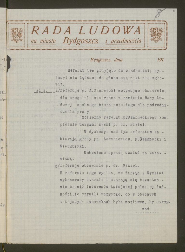 Protokół z posiedzenia Rady Ludowej z 19 stycznia 1919