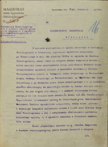 Pismo do Magistratu w Inowrocławiu informujące o rewizji stanu ogrodu owocowego w Zakładach Wodociągowych w Trzaskach, 7 stycznia 1930 r.