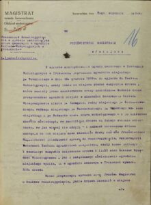 Pismo do Magistratu w Inowrocławiu informujące o rewizji stanu ogrodu owocowego w Zakładach Wodociągowych w Trzaskach, 7 stycznia 1930 r.
