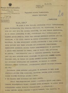Pismo Stacji Doświadczalnej Wielkopolskiej Izby Rolniczej w Poznaniu do Magistratu w Inowrocławiu wyjaśniające wpływ zastosowania nawozów na wody gruntowe oraz możliwości zastosowania nawozów w sadzie w Trzaskach, 11 lutego 1930 rok