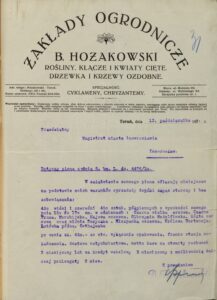 Oferta Zakładów Ogrodniczych B. Hozakowskiego z Torunia dla Magistratu w Inowrocławiu dotycząca sprzedaży drzew owocowych, 13 października 1930