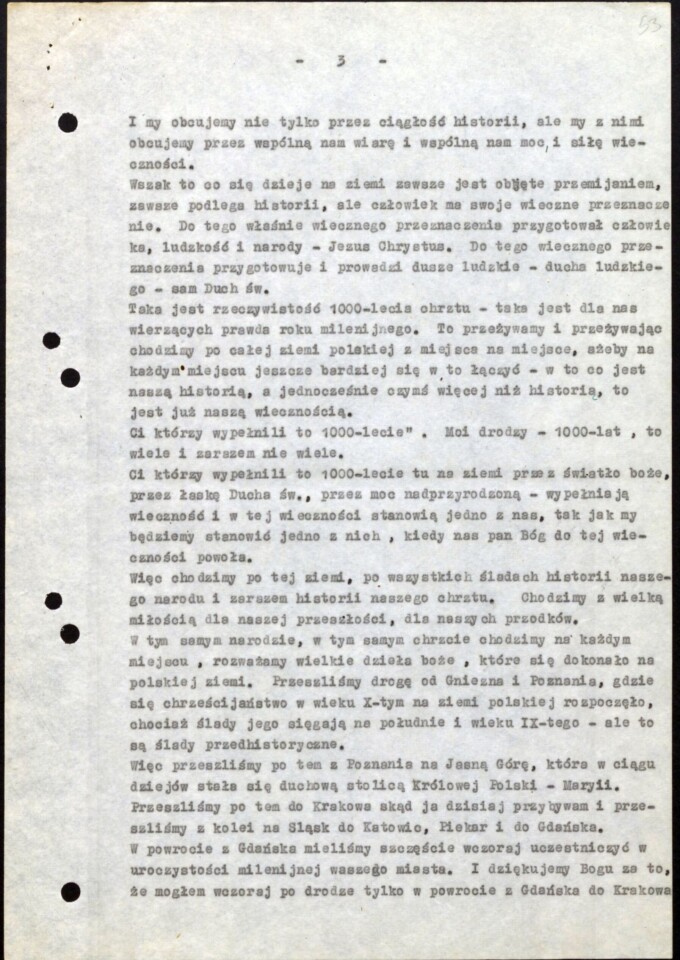Tekst kazania wygłoszonego przez arcybiskupa Karola Wojtyłę 30 maja 1966 w bazylice św. Wincentego a’Paulo w Bydgoszczy