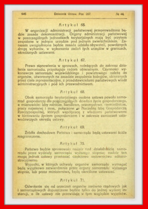 Konstytucja Rzeczypospolitej Polskiej z dnia 17 marca 1921 roku – tekst opublikoiwany w Dzienniku Ustaw RP Widok kolejnej strony konstytucji marcowej w dzienniku ustaw z 1921 roku