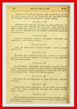 Konstytucja Rzeczypospolitej Polskiej z dnia 17 marca 1921 roku – tekst opublikoiwany w Dzienniku Ustaw RP Widok kolejnej strony konstytucji marcowej w dzienniku ustaw z 1921 roku