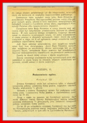 Konstytucja Rzeczypospolitej Polskiej z dnia 17 marca 1921 roku – tekst opublikoiwany w Dzienniku Ustaw RP Widok kolejnej strony konstytucji marcowej w dzienniku ustaw z 1921 roku