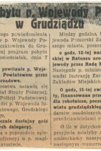 Program pobytu p. Wojewody Pomorskiego w Grudziądzu Program pobytu p. Wojewody Pomorskiego w Grudziądzu - wycinek prasowy