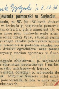 Wojewoda pomorski w Świeciu Wojewoda pomorski w Świeciu - wycinek prasowy