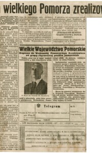 Idea wielkiego Pomorza zrealizowana Idea wielkiego Pomorza zrealizowana - wycinek prasowy w środku fotografia portretowa wojewódy w garniturze
