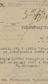 Pismo w sprawie budynków po urzędzie celnym przekazanych parafii w Siedlimowie