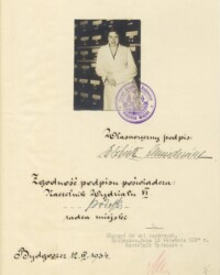 Funkcjonariuszka miejska Elżbieta Kleineder w Bibliotece Miejskiej w Bydgoszczy Funkcjonariuszka miejska Elżbieta Kleineder w Bibliotece Miejskiej w Bydgoszczy na tle szuflad katalogowych